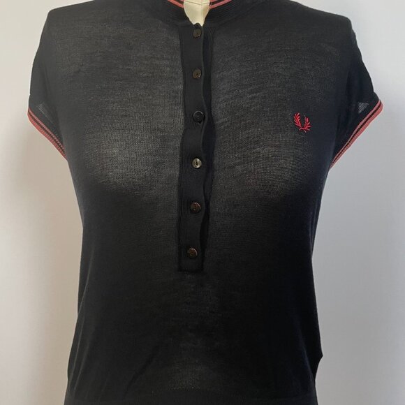 Fred Perry Amy Winehouse semi-sheer short-sleeved silk & cotton top US 8/UK 12 - Picture 7 of 7